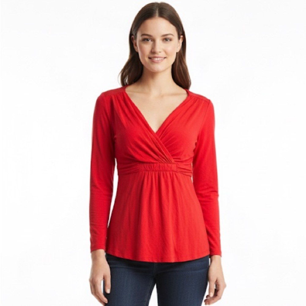 Boden Soft Faux Wrap Red Blouse size 2